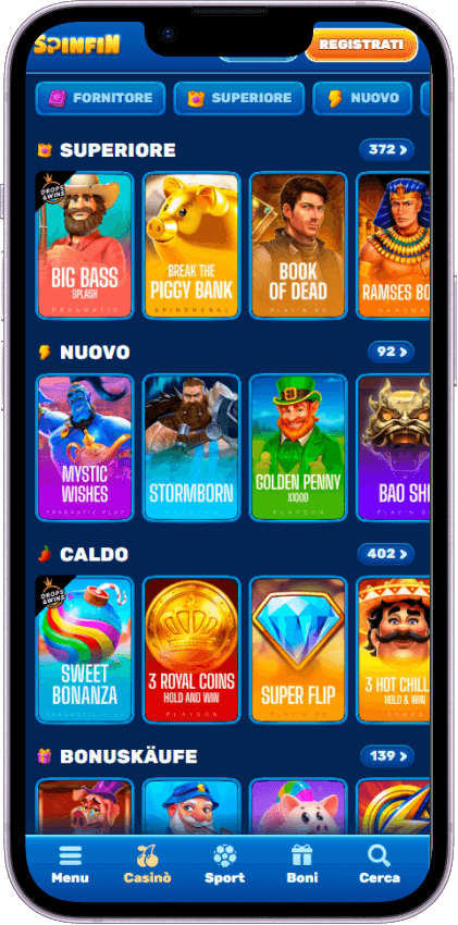Spinfin Casino Giochi